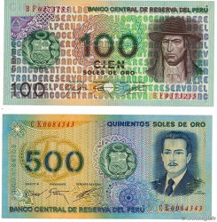 100 et 500 Soles de Oro Lot PÉROU  1976 P.114 P.115