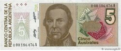 5 Australes Remplacement ARGENTINE  1986 P.324br