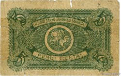 5 Centai LITHUANIA  1922 P.02a F-