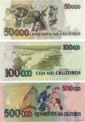 50000 100000 et 500000 Cruzeiros Reais Lot BRAZIL 1993 P.237 à P