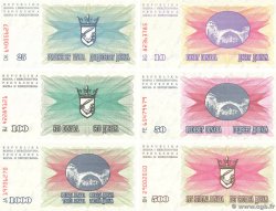 10 au 1000 Dinara Lot BOSNIA-HERZEGOVINA 1992 P.010 au P.15