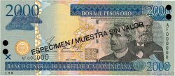 2000 Pesos Oro Spécimen RÉPUBLIQUE DOMINICAINE  2002 P.174s1
