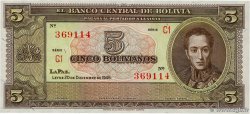 5 Bolivianos BOLIVIEN  1945 P.138d