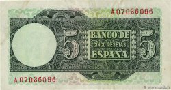 5 Pesetas SPANIEN  1948 P.136a SS