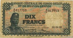 10 Francs BELGIAN CONGO  1958 P.30b