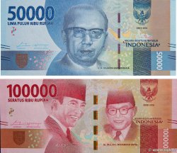 50000 et 100000 Rupiah Lot INDONESIEN  2016 P.159a P.160a