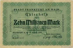 10 Million Mark ALLEMAGNE Francfort 1923 