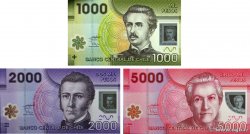 1000 Pesos Lot CHILI  2010 P.161 P.162 P.163