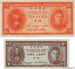 1 et 10 Cents Lot HONG KONG  1945 P.321 P.323