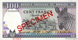 100 Francs Spécimen RWANDA  1989 P.19s