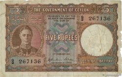 5 Rupees CEYLON  1941 P.032a