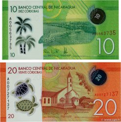 10 et 20 Cordobas Lot NICARAGUA  2007 P.201 P.202 NEUF