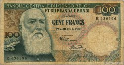 100 Francs CONGO BELGA  1956 P.33a