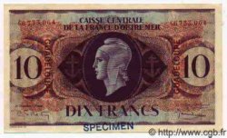 10 Francs Spécimen GUADELOUPE  1943 P.27s sup+