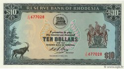 10 Dollars RHODÉSIE  1972 P.33d NEUF
