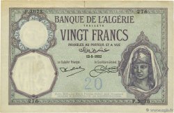 20 Francs ALGÉRIE  1932 P.078b