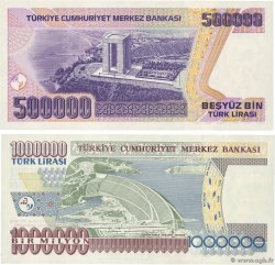 500000 et 1000000 Lirasi Lot TURQUIE  1998 P.212 P.213 pr.NEUF