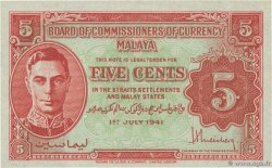 5 Cents MALAYA  1941 P.07b UNC