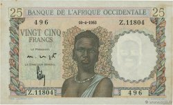25 Francs AFRIQUE OCCIDENTALE FRANÇAISE (1895-1958)  1953 P.38 TTB