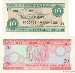 10 et 20 Francs Lot BURUNDI  1986 P.33b et P.27b UNC