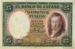 25 Pesetas SPANIEN  1931 P.081