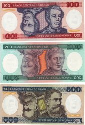 100, 200, 500 Cruzeiros Lot BRAZIL  1984 P.198b, P.199b et P.200b