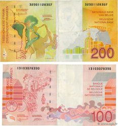 100 et 200 Francs Lot BELGIQUE  1995 P.147 et P.148 TTB
