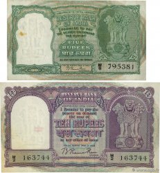 5 et 10 Rupees Lot INDE  1949 P.033 et P.038