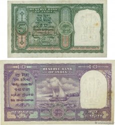 5 et 10 Rupees Lot INDE  1949 P.033 et P.038 TB