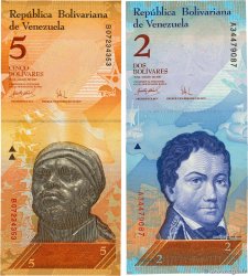 2 Bolivares Lot VENEZUELA  2007 P.088a et P.089a FDC