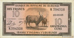 10 Francs BURUNDI  1965 P.09 SUP