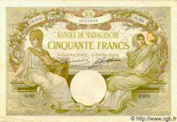 50 Francs Spécimen MADAGASCAR  1926 P.038s XF-