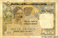 1000 Francs - 200 Ariary MADAGASCAR  1961 P.054 RC
