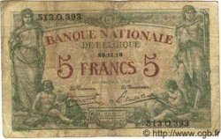 5 Francs BELGIQUE  1918 P.075b pr.TB