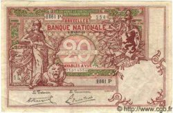 20 Francs BELGIUM  1919 P.067 VF