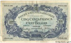 500 Francs - 100 Belgas BÉLGICA  1938 P.109 MBC