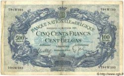 500 Francs - 100 Belgas BELGIEN  1939 P.109 S