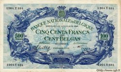 500 Francs - 100 Belgas BELGIO  1941 P.109 BB
