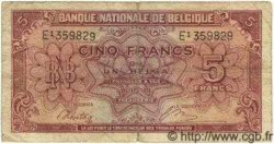 5 Francs - 1 Belga BELGIO  1943 P.121 MB