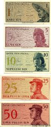 Lot de 5 billets INDONESIA  1964 P.LOT UNC