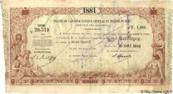 1000 Francs MARTINIQUE  1881 P.-- MBC