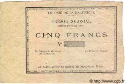 5 Francs Non émis MARTINIQUE  1884 P.04 VF