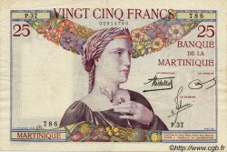 25 Francs MARTINIQUE  1938 P.12 VF