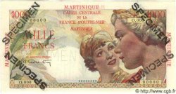 1000 Francs Union Française Spécimen MARTINIQUE  1946 P.33s FDC