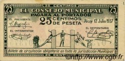 25 Centimos SPAIN Alcoy 1937 E.056a XF