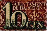 10 Centims SPAIN Barcelona 1937 C.78.3 VF+