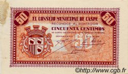 50 Centimos SPAIN Caspe 1937 E.254 VF+