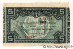 5 Pesetas ESPAGNE Bilbao 1937 PS.561c SUP+