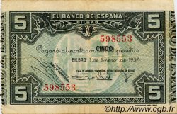 5 Pesetas ESPAGNE Bilbao 1937 PS.561h TB+