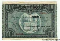 100 Pesetas SPAIN Bilbao 1937 PS.565(h) VF+